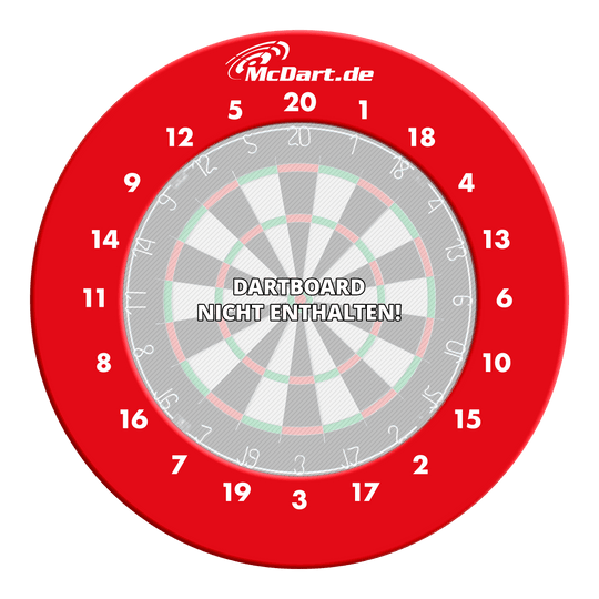Das Bild zeigt einen roten Zahlenring für eine Dartscheibe. Die Zahlen sind deutlich auf der Umrandung zu erkennen.