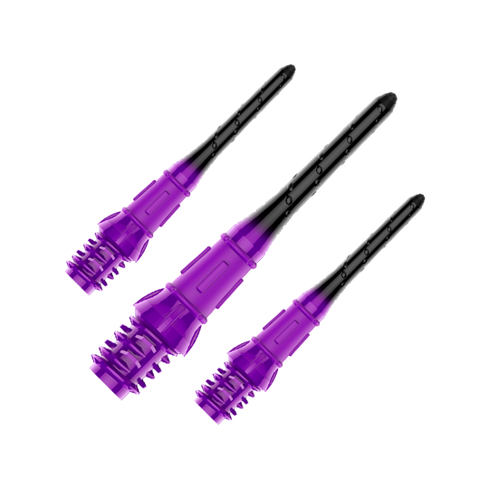 Puntas de dardos degradadas Lippoint Premium estilo L (paquete de 30) Zu sehen ist ein Set von L-Style Premium Lippoint Dartspitzen im 30er Pack in Schwarz und Lila. Die Dartspitzen sind speziell für Softdartspiele entwickelt.
