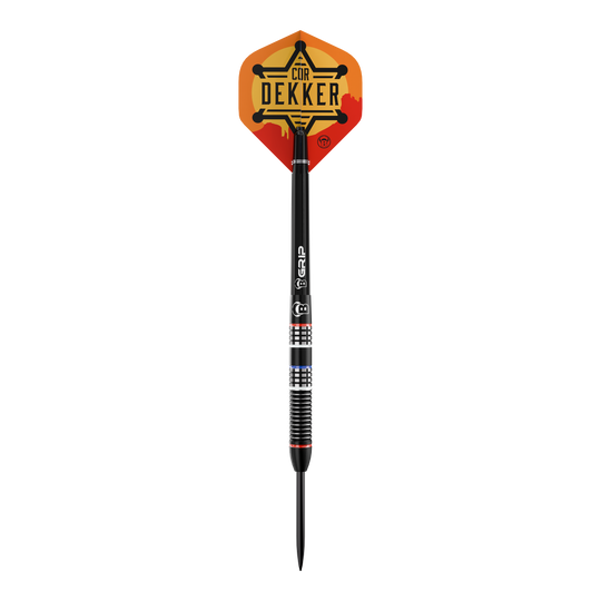 Dardos de acero Bulls Cor Dekker The Sheriff - 23 g Das Bild zeigt Bulls Cor Dekker The Sheriff Steeldarts, 23 Gramm schwer. Diese Steeldarts sind für ambitionierte Dartspieler konzipiert.