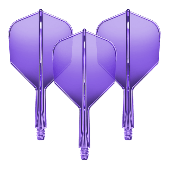 Abgebildet ist das GD8000280_GOAT_A1R_No6_Flight-Shaft-System_NeonLila_19mm_1Set. Es scheint ein Dart Flight-Shaft in Neonlila mit einer Länge von 19 mm zu sein.