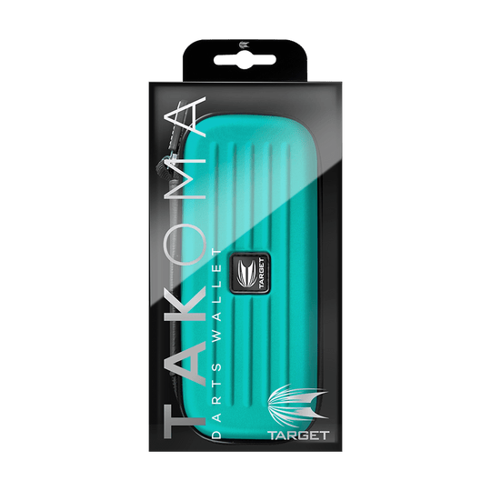 125819_Target_Takoma_Dartwallet_Aqua_3 Das Bild zeigt das Produkt "Target Takoma Dartwallet" in seiner Verpackung. Das Dartwallet ist türkisfarben und hat ein modernes Design mit dem Target-Logo auf der Vorderseite.