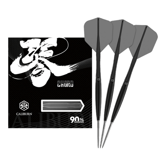 Dardos de acero Caliburn Chord C2 - 23,5 g Das Bild zeigt die Caliburn Chord C2 Steeldarts - 23,5g. Die Darts sind in voller Länge abgebildet.