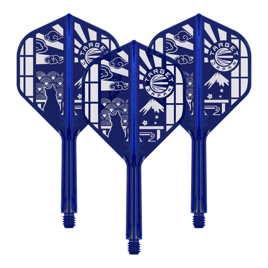 Vuelos estándar Target Japan K-Flex Blue Limited No2 Das Bild zeigt ein Set vom Target Japan K-Flex Blue Limited No2 Flights 26mm. Es handelt sich um blaue Dartflights in einem Set.