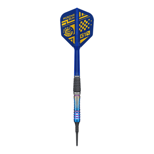 Dardos blandos Target Japan Rising Sun GEN10 - 21,5 g Dieses Bild zeigt den Target Japan Rising Sun GEN10 Softdarts mit 21,5g. Der Dart besticht durch seine auffällige Gestaltung und hervorragende Verarbeitung.