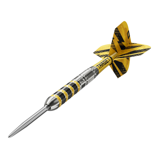 Dardos de acero Target Buzz 01 Swiss Points Das Foto zeigt Target Buzz 01 Swiss Points Steeldarts. Sie bieten eine gute Griffigkeit und Präzision beim Wurf.
