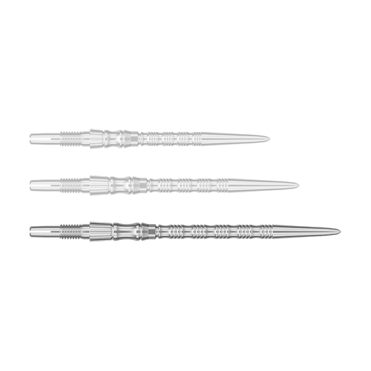 Puntas de dardo de acero Target Signature Swiss Point TRB - plateadas Einzelne silberne Dartspitze mit einer Länge von 42 mm wird gezeigt. Dies ist die Target SwissPoint Signature TRB Dartspitze.