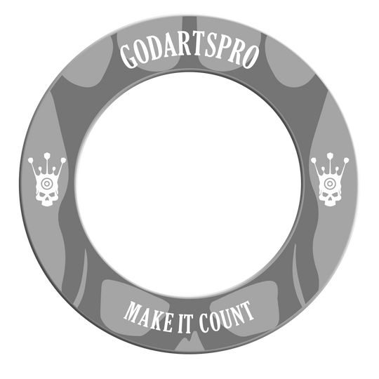 Abbildung mit dem Namen DBS-GDP5_GoDartsPro_Dartboard_Surround_Grau_2. Vermutlich wird hier ein graues Dartboard-Surround gezeigt.