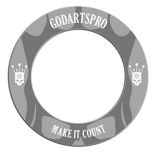 Borde para diana Go Darts Pro Abbildung mit dem Namen DBS-GDP5_GoDartsPro_Dartboard_Surround_Grau_2. Vermutlich wird hier ein graues Dartboard-Surround gezeigt.