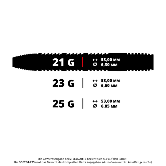 Dardos de acero Precise 180 Bela Schugmann Double Dipper V1 Das Bild zeigt einen Steeldart mit dem Namen PRE1090_Precise180_Bela_Schugmann_Double_Dipper_V1_Steeldarts_5_21g. Es ist ein Dartpfeil mit einem Gewicht von 21 Gramm.