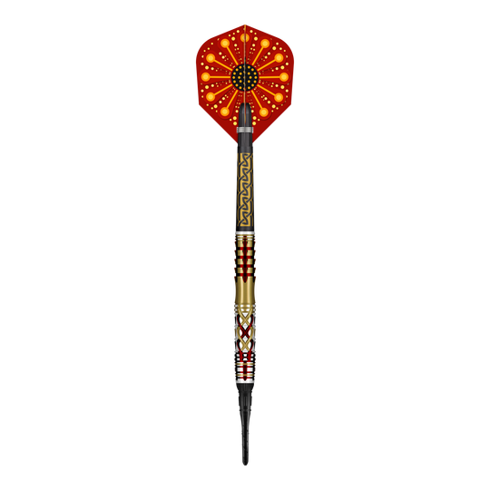 Dardos blandos Shot Goths Alaric - 20 g Abgebildet sind die Shot Goths Alaric Softdarts mit einem Gewicht von 20g. Die Darts sind aus nächster Nähe von der Seite zu sehen.