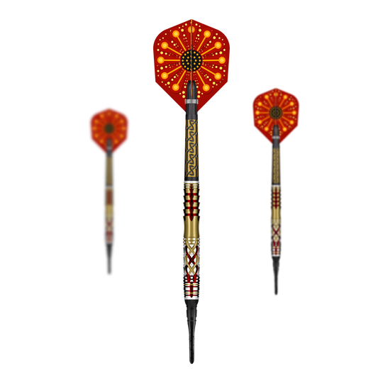 Dardos blandos Shot Goths Alaric - 20 g Das Foto zeigt ein Set der Shot Goths Alaric Softdarts mit 20g. Die Darts sind zusammen als komplettes Set dargestellt.