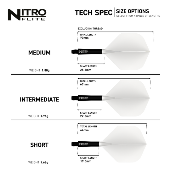 Red Dragon Nitroflite Eje negro Vuelos blancos No. 2 Hier sieht man das Produkt Red Dragon Nitroflite Black Shaft White Flights No2. Diese Dart-Zubehörteile haben einen schwarzen Schaft und weiße Flights.