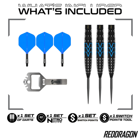Dardos de acero Red Dragon AMP Torpedo Switch Point Auf dem Bild ist Red Dragon AMP Torpedo Switch Point Steeldarts zu sehen. Diese Darts bieten eine innovative Switch Point Funktion.