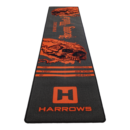 Harrows Ryan Searle Heavy Metal Dartteppich. Der Teppich ist für den Dartbereich konzipiert.