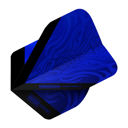 Vuelos estándar Pentathlon HD150 azul metalizado Dies ist ein Pentathlon HD150 Metallic Blau Standard Flight für Dartpfeile. Das Flight hat ein auffälliges blau-schwarzes Design mit dem Schriftzug "Pentathlon HD150".