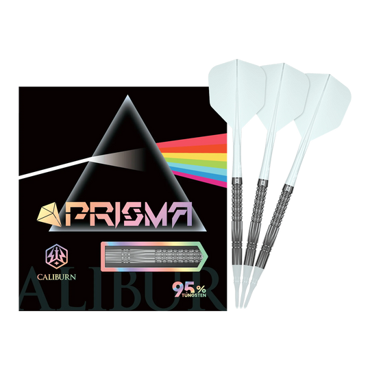 Dardos blandos Caliburn Prisma P2 - 20 g Hier sieht man die Caliburn Prisma P2 Softdarts mit einem Gewicht von 20g. Sie sind ideal für alle, die Wert auf hochwertige Darts legen.