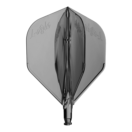 Vuelo de reemplazo L-Style L-System L1 Abgebildet ist ein durchsichtiger Ersatzflight für Dartpfeile in Schwarz. Die Oberfläche ist glänzend.