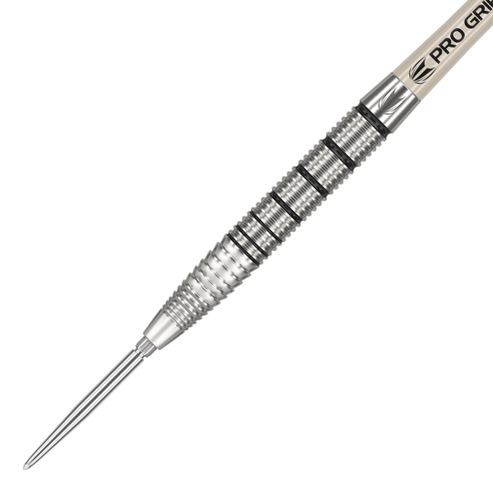 Dardos de acero Target EXO SP02 Swiss Point Das Bild zeigt einen Target EXO SP02 Swiss Point Steeldart. Der Dart ist silberfarben und hat eine fein gerillte Griffzone für besseren Halt.