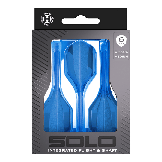 Sistema de eje de vuelo Harrows Solo No6 - Azul Zu sehen ist das Harrows Solo No6 Flight-Shaft-System in Blau. Das Produkt wird aus einer bestimmten Perspektive gezeigt.