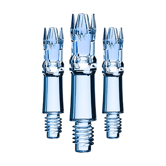Ejes de repuesto L-Style L-System - Azul transparente Ein Set an blauen transparenten Ersatzshafts ist zu sehen. Die Shafts sind sortiert dargestellt.
