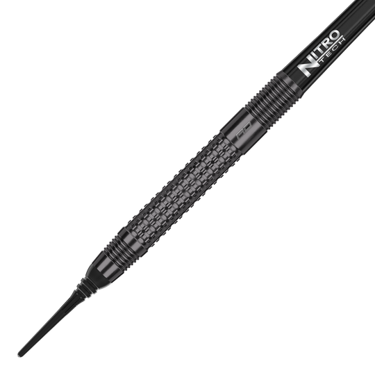 Dardos blandos Red Dragon T-800 - 20 g Das Bild zeigt einen Red Dragon T-800 Softdart mit einem Gewicht von 20 Gramm. Der Dart ist schwarz und hat eine strukturierte Griffzone für besseren Halt.