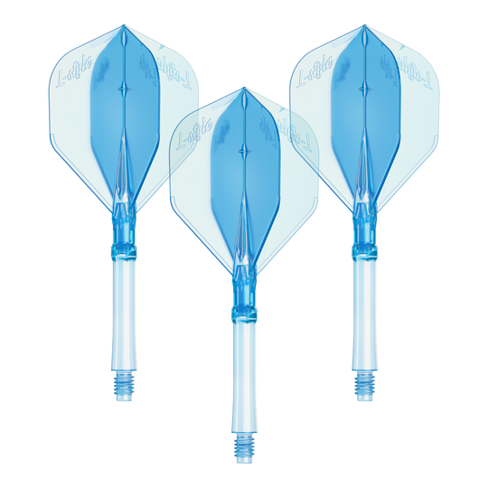 Vuelos L-Style L-System L1 - Azul claro Dargestellt ist ein Set L-Style L-System Flights in klarblau, in der großen Größe 330. Das Produkt ist ein Zubehörteil für Dartpfeile.
