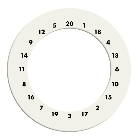 Marco para dardos HD Numbers - Colores personalizados Das Bild zeigt einen weißen Dartboard-Surround ohne Logo. Der Dateiname des Produkts ist 'DBS-HDOL-weiss_HD_Zahlen_Dartboard_Surround_Ohne_Logo_Wei_2'.