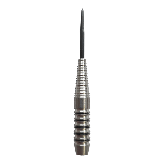 Barriles de dardos de acero McDart Black Ring Shark - 24 g Das Bild zeigt die McDart Black Ring Shark Steeldart-Barrels mit einem Gewicht von 24g. Die Oberfläche ist besonders griffig gestaltet.