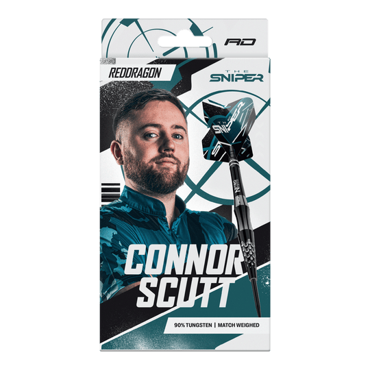 Dardos de acero Red Dragon Connor Scutt The Sniper - 22 g Gezeigt wird das Produkt Red Dragon Connor Scutt The Sniper Steeldarts - 22g. Die Steeldarts sind robust und perfekt ausbalanciert.
