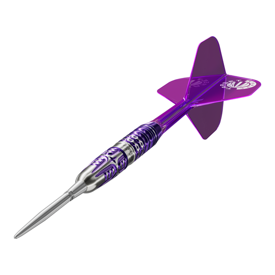 Das Produkt Target Japan Endeavour Kasumi Sato GEN3 Swiss Point Steeldarts ist abgebildet. Die Aufnahme hebt das Design der Darts hervor.
