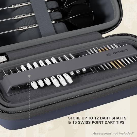 Estuche para dardos Target BOA Das Bild zeigt ein Target BOA Dartcase in den Farben Navy und Dunkelgrau. Es ist eine praktische Tasche für Dartspieler.