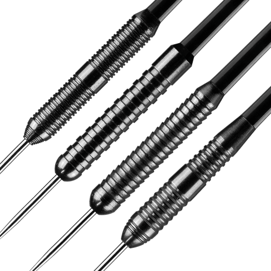 Paquete de dardos de acero Bulls NL - 4 juegos de dardos de acero de latón Das Bild stellt die Bulls NL Bundle Of Steel - 4 Sets Brass Steeldarts dar. Es werden mehrere Steeldarts-Sets für Einsteiger präsentiert.