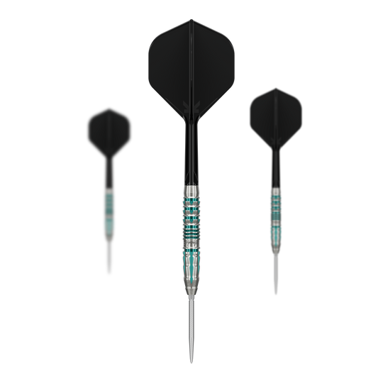 Dardos de acero Target Japan Black Marque Pierce Swiss Point Das Bild stellt das Target Japan Black Marque Pierce Swiss Point Steeldarts Set dar. Es handelt sich um hochwertige Darts für professionelle Ansprüche.