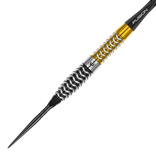 Puntos de conmutación de torpedos Winmau Exion Steeldarts Abgebildet ist ein Winmau Exion Torpedo Switch Point Steeldart. Zu sehen ist der Dartpfeil aus einer anderen Perspektive.