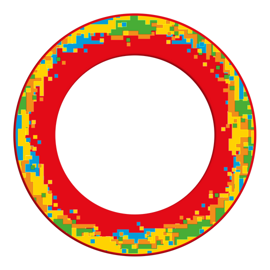 Dargestellt ist ein roter Dartboard-Surround. Das Produkt schützt die Wand rund um die Dartscheibe.