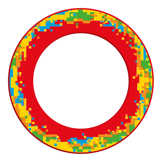 Marco para diana de píxeles McDart Dargestellt ist ein roter Dartboard-Surround. Das Produkt schützt die Wand rund um die Dartscheibe.