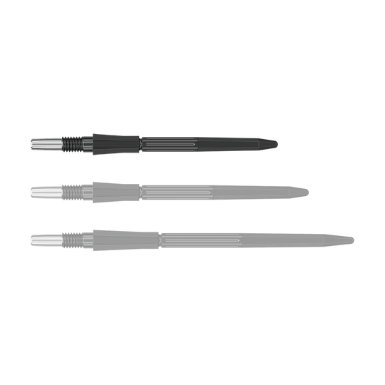 Puntas de dardo Target Elysian Archetype 43 Swiss Point de acero - Negras Das Bild zeigt eine einzelne schwarze Dartspitze der Target Elysian Archetype 43 SwissPoint Serie in 30 mm Länge. Die Spitze liegt einzeln auf neutralem Hintergrund.