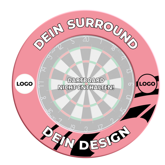 Marco de diana con tu diseño Abgebildet ist ein pinkfarbenes Dartboard-Surround. Dieses Zubehör schützt die Wand beim Dartspielen und sieht modern aus.