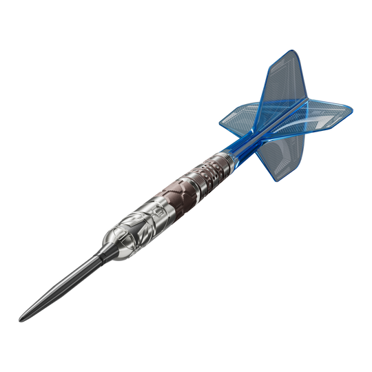 Dardos Target Star Wars Mandalorian 95 Swiss Point de acero Auf dem Bild sind die Target Star Wars Mandalorian 95 Swiss Point Steeldarts zu sehen. Das Produkt verbindet Qualität mit einem einzigartigen Mandalorian-Look.