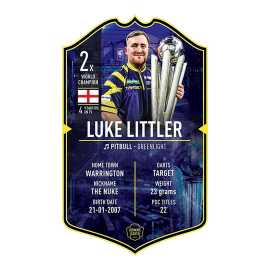 Dies ist die Ultimate Darts Card – Luke Littler World Champion 2026. Zu sehen ist die Sammelkarte von Luke Littler als Weltmeister.
