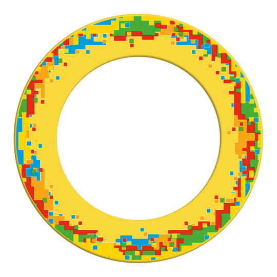 Marco para diana de píxeles McDart Hier wird die McDart Pixel Dartboard-Surround in Gelb dargestellt. Das Zubehör eignet sich zum Schutz und zur Verschönerung des Dartboards.