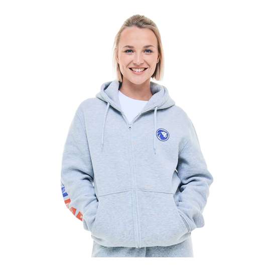 Sudadera con capucha y cremallera de la colección Löwen Das Bild zeigt den Löwen Kollektion Zip-Hoodie. Es handelt sich um einen bequemen Hoodie mit Reißverschluss.