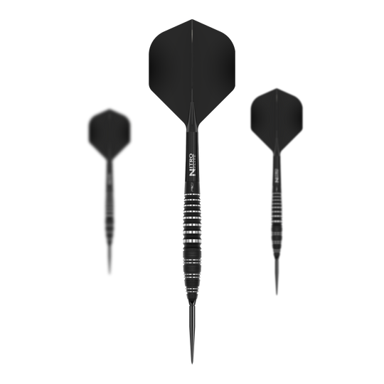 Diese Abbildung zeigt die Red Dragon Sable Bomb Switch Point Steeldarts als Set. Das Set eignet sich ideal für professionelle und Hobby-Dartspieler.