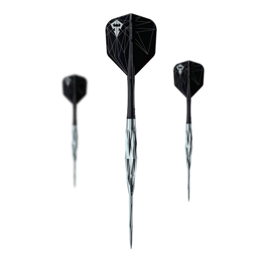 Dardos de acero Hyperion de la serie Caliburn Starships - 22 g Auf dem Bild sind die Caliburn Starships Series Hyperion Steeldarts im Set zu sehen. Sie eignen sich perfekt für Steeldart-Enthusiasten.