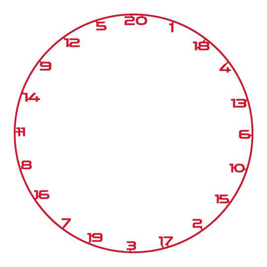 Anillo de número de diana de bala Das Bild zeigt einen roten Zahlenring für ein Dartboard. Der Name der Datei ist BT1000120_Bullet_Dartboard_Zahlenring_Rot_1.