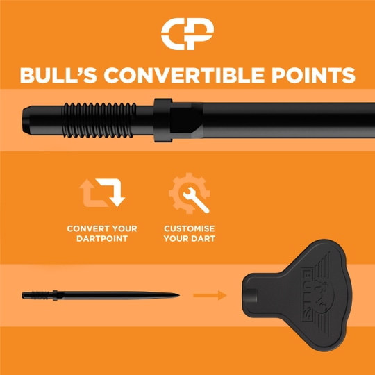 Herramienta de puntos convertibles de los Bulls NL Auf dem Bild ist das Bulls NL Convertible Points Tool zu sehen. Dieses Werkzeug wird zum einfachen Wechseln von Dartspitzen verwendet.