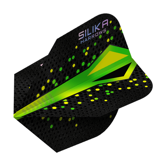 Plumas Harrows Silika Colourshift Tough Crystalline Coating Green No6 Hier werden die Harrows Silika Colourshift Tough Crystalline Coating No6 Flights gezeigt. Das Produkt weist eine markante Optik auf.