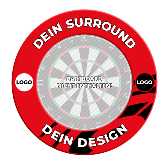 Marco de diana con tu diseño Hier ist ein weiteres rotes Dartboard-Surround abgebildet. Es schützt die Wand und verschönert das Dart-Setup.