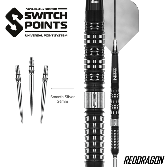 Dardos de acero paralelos Red Dragon Recon Auf dem Bild sind die Red Dragon Recon Parallel Steeldarts zu sehen. Die Darts haben ein paralleles Barrel-Design für gleichmäßigen Griff.