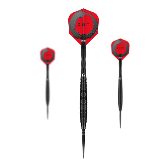 Dardos de acero Shot ZEN Missile Turbo Point - 23 g Das Bild zeigt die Shot ZEN Missile Turbo Point Steeldarts in der 23g-Ausführung. Es handelt sich um hochwertige Steeldarts für den professionellen Gebrauch.